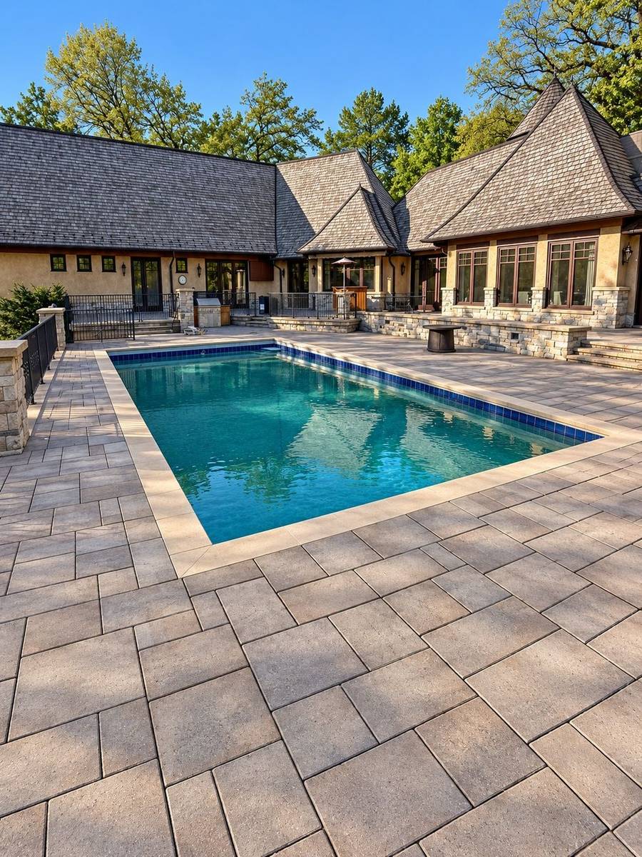Paver Pool Deck and Seat Wall